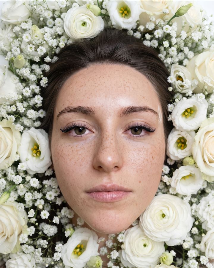 Cama de flores brancas: foto feita com prompt